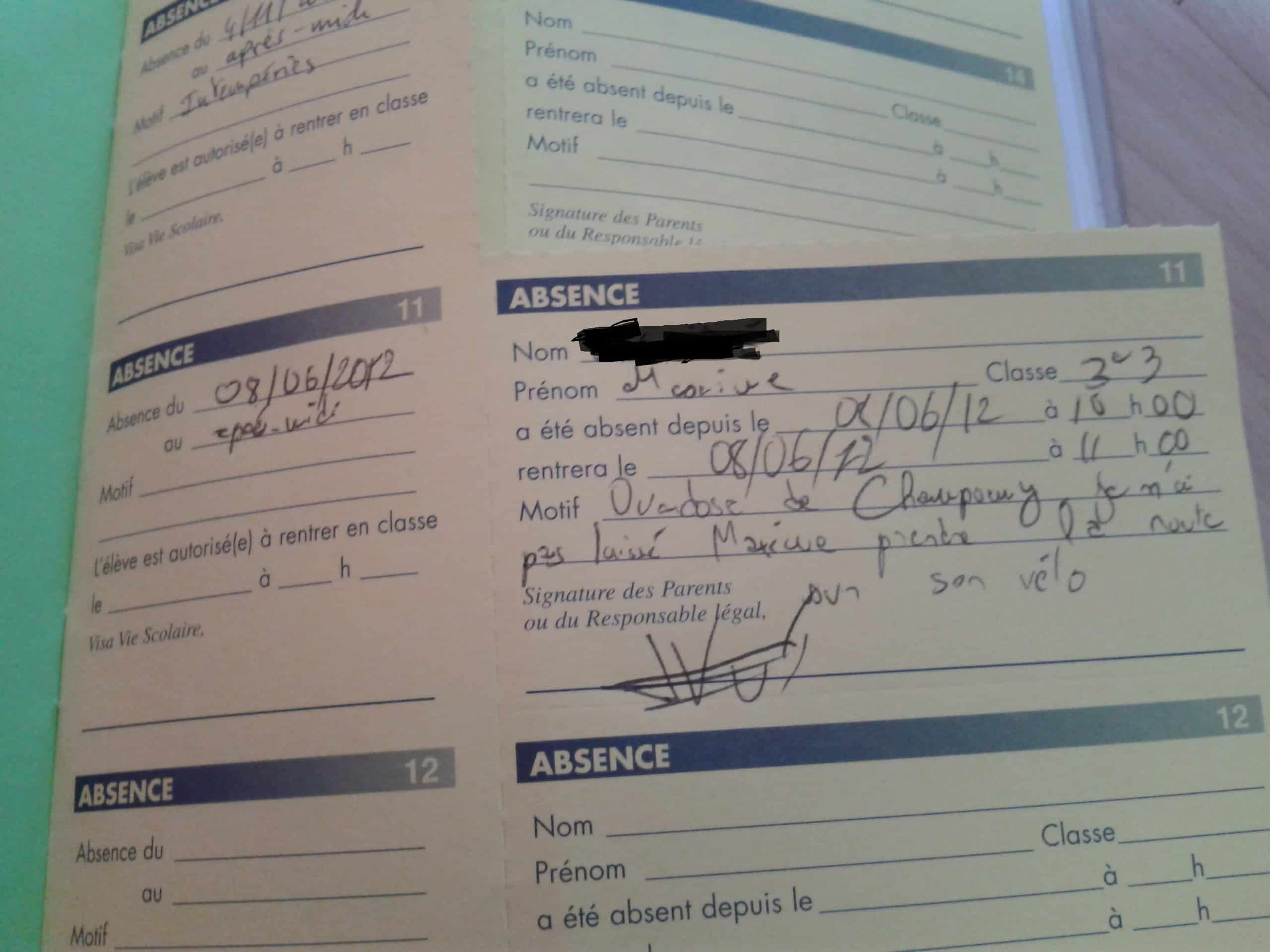 Quel motif absence lycée ? Blogsplot