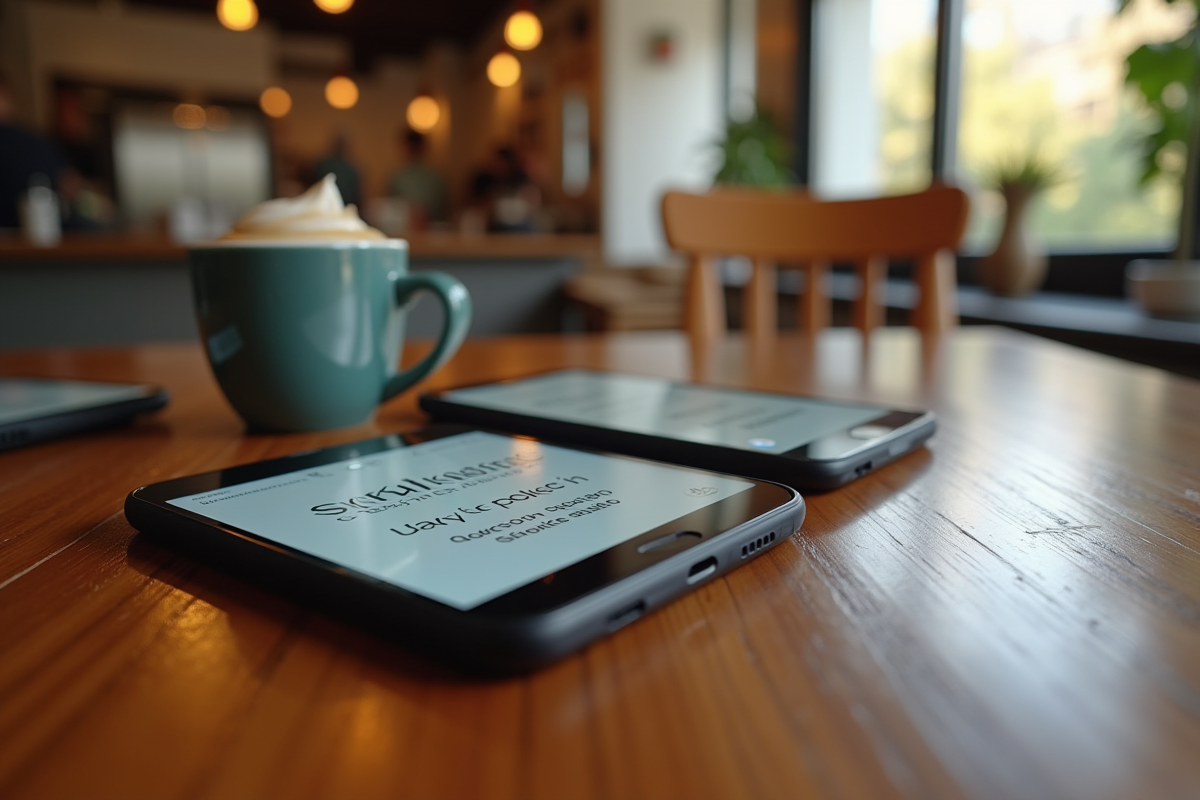 Gros plan sur traducteurs de poche et smartphones avec phrases traduites