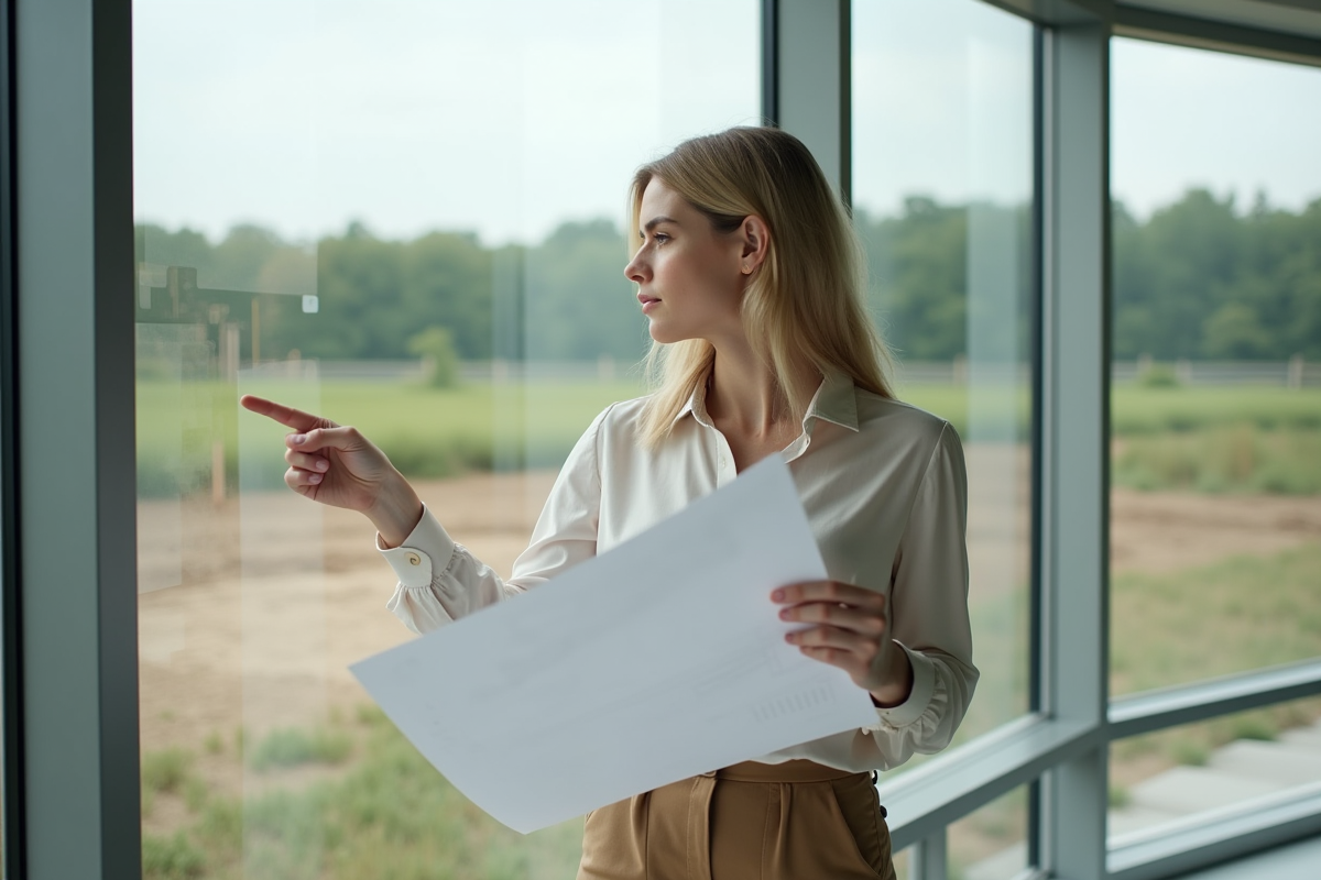 Jeune architecte regardant ses plans dans un bureau moderne