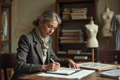 Femme créative en atelier couture vintage parisien