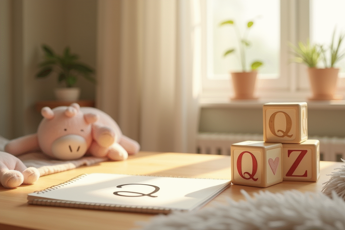 Chambre de bébé chaleureuse avec blocs alphabet et cahier
