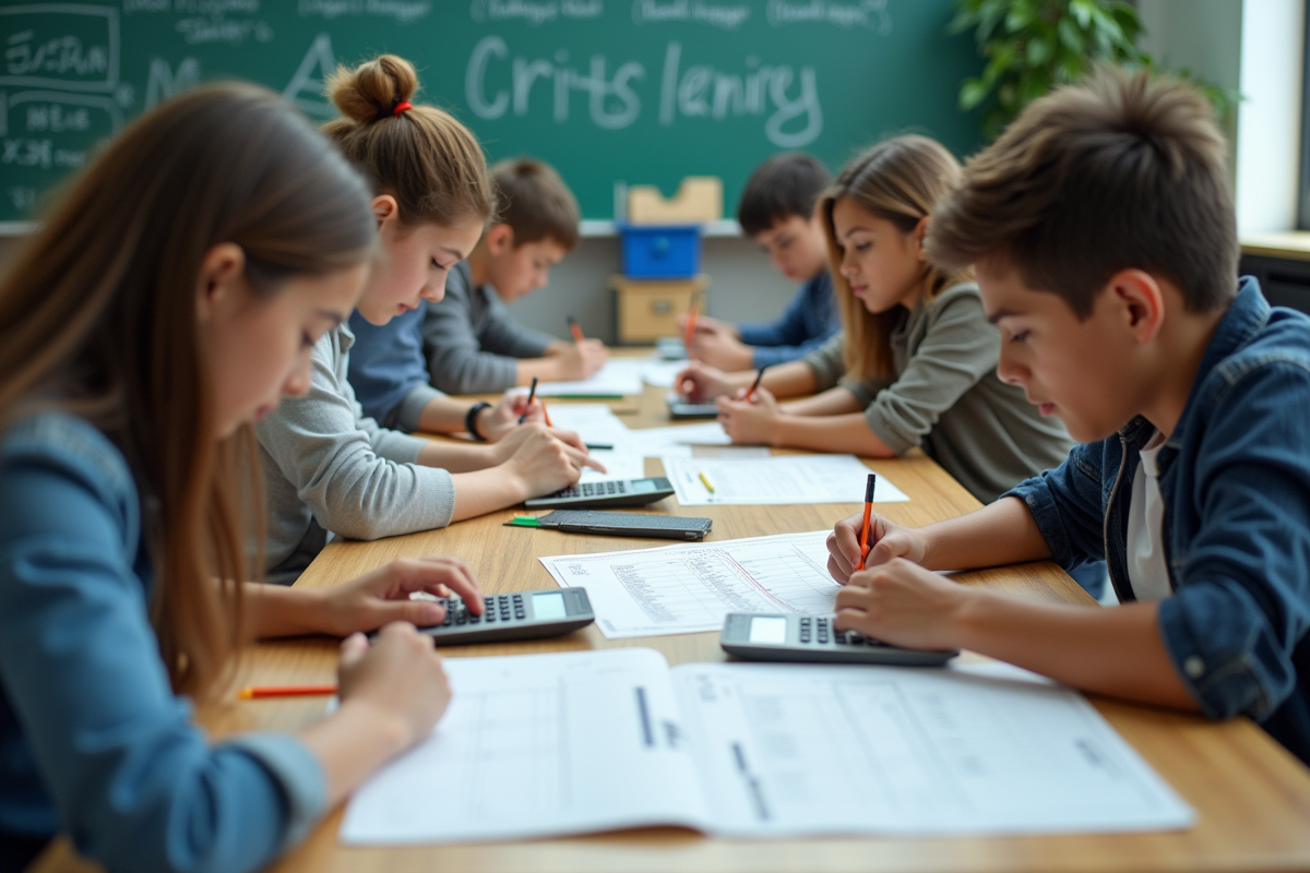 Étudiants en classe moderne travaillant ensemble