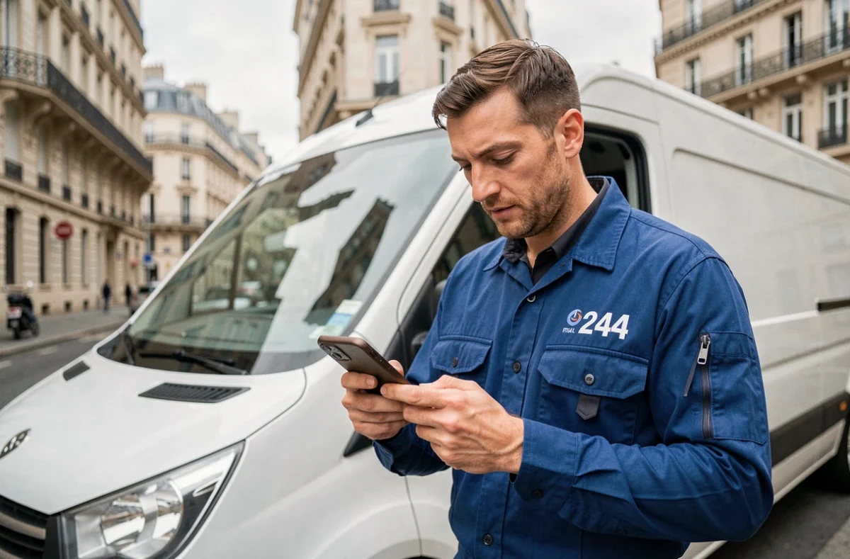 Plombier en uniforme répondant à un appel d'urgence à Lyon pour Depannage 24