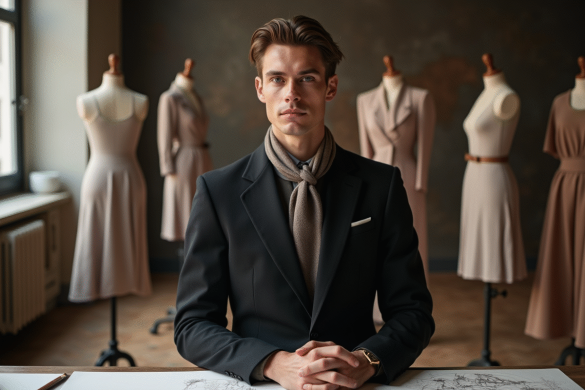 Jeune designer parisien en studio élégant