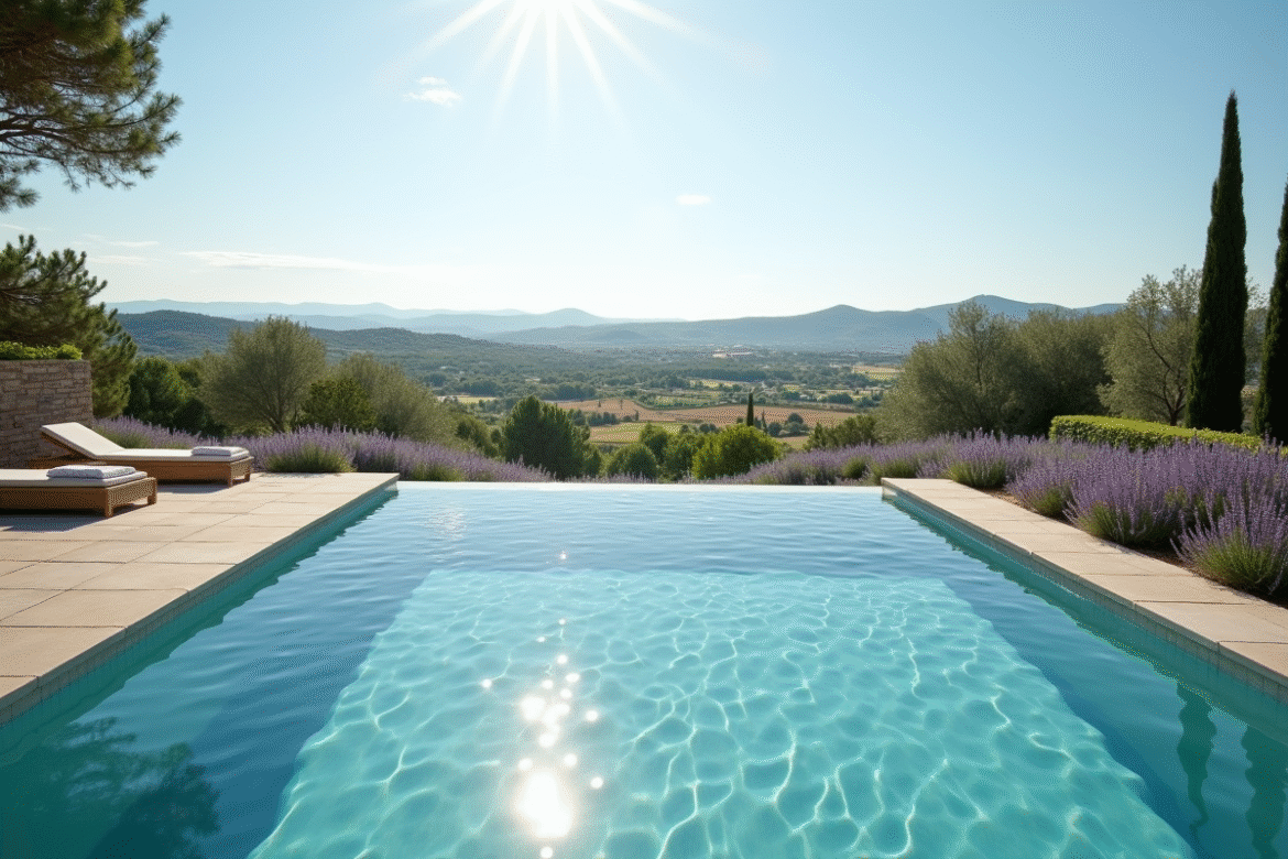 Piscine infinity luxueuse en Provence avec nature environnante