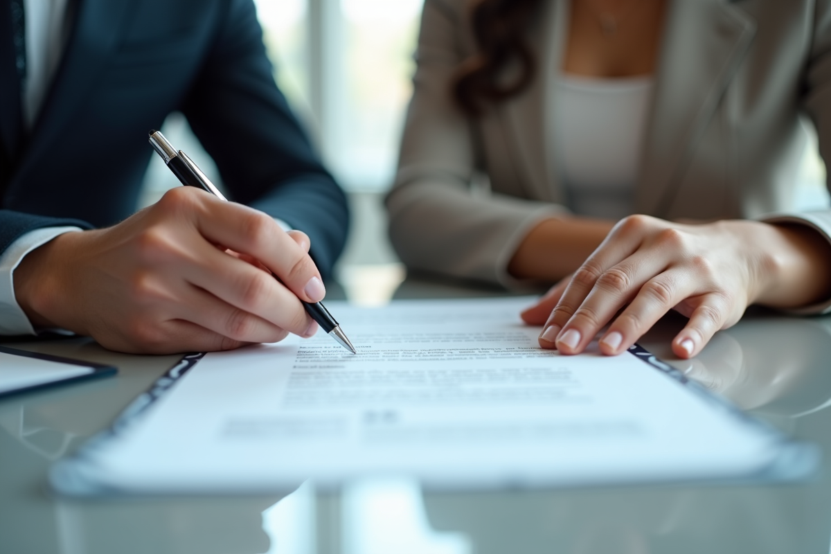 Signature du certificat de mariage dans un bureau moderne